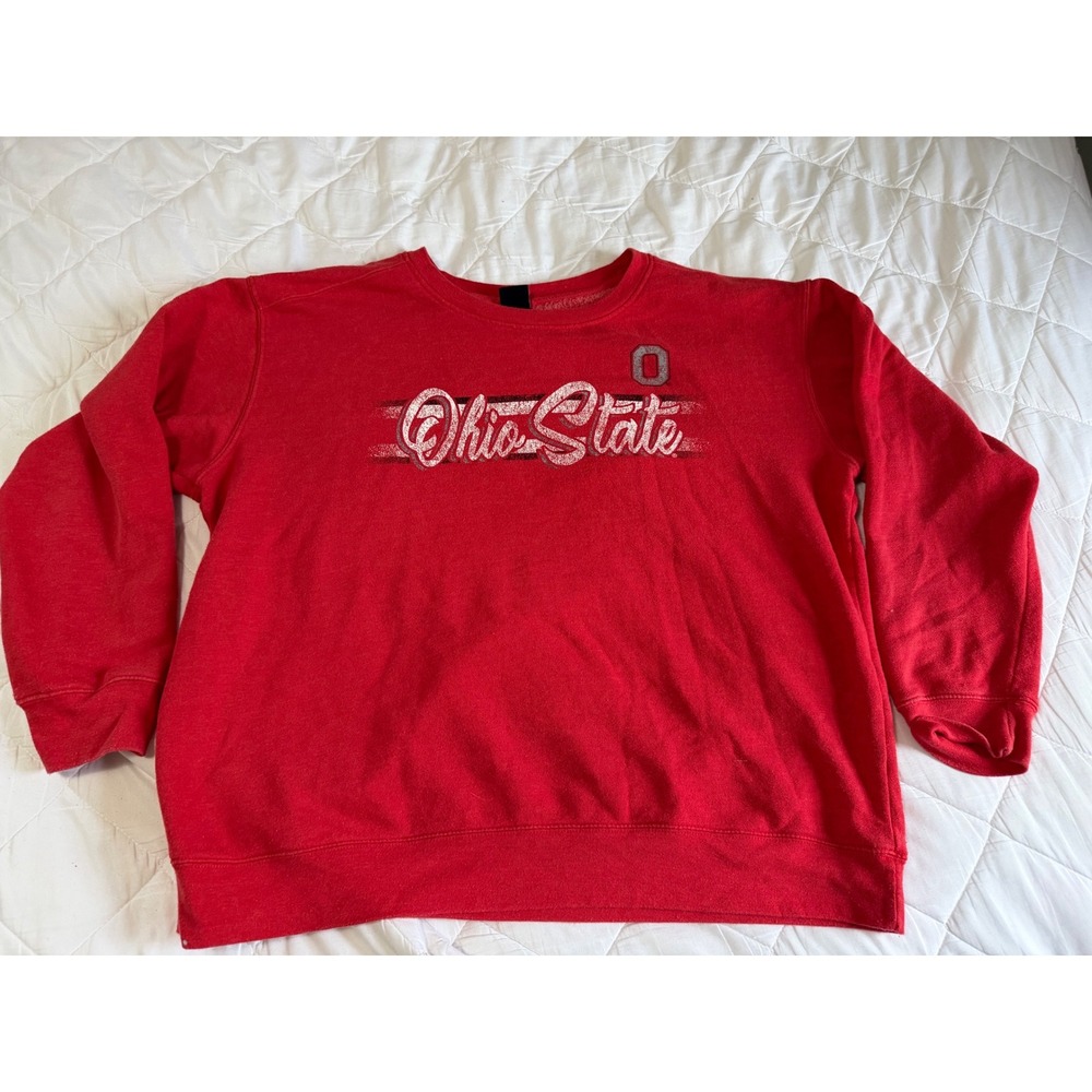 Ohio State Buckeyes Scarlet Red Crewneck Sweatshirt XXL Womens Block O Graphic